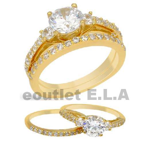 5.8ct CZ WEDDING SET SOLID 10K925 RING-size 6